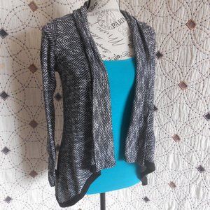 EUC Mauve Black & White Open Front Knit Cardigan S